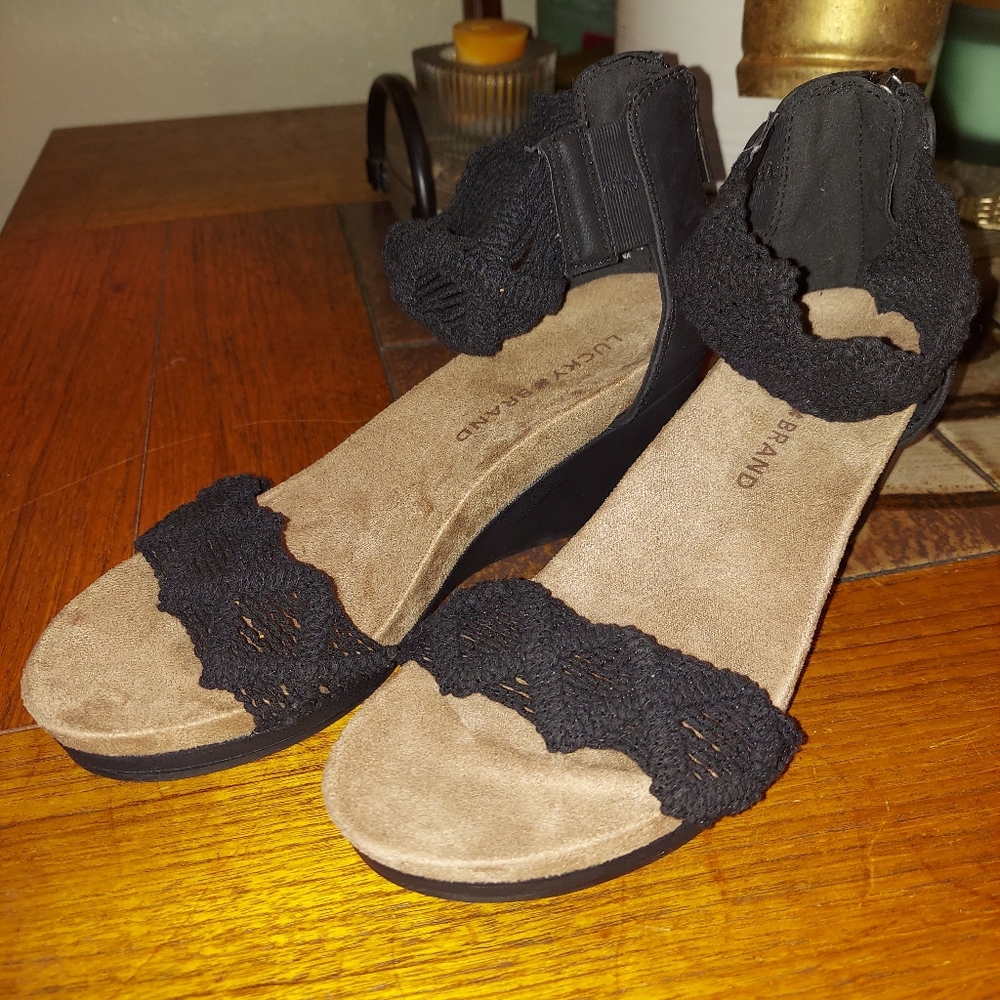 Lucky Brand Kkkkkk Wedge Back Zipper Black 6